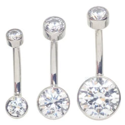 Bezel-set Brilliant-Cut Navel Curve -Starfire – Body Jewelry 40172 AnatometalBezel setBrilliantRoundNavelCurveSizeRun1