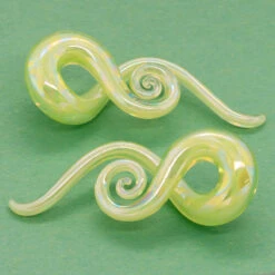 Glass Mini Squids - Oil Slick Chartreuse -Starfire – Body Jewelry 40181 GlassheartGlassHeartStudioGlassSquids OilSlickChartreusezFunky