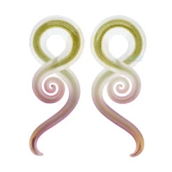 Glass Mini Squids - Gold Tourmaline -Starfire – Body Jewelry 40181 GlassheartGlassSquidGoldTourmalineSingle00ga2