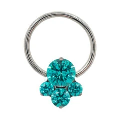 "Caeli" Prong-Set Faceted Gems Captive Bead Ring (CBR) -Starfire – Body Jewelry 40184 IndustrialStrengthCZCaeliClusterCaptiveBeadRingSingleMGCZ7.161