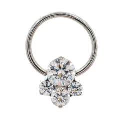 "Caeli" Prong-Set Faceted Gems Captive Bead Ring (CBR) -Starfire – Body Jewelry 40184 IndustrialStrengthCZCaeliClusterCaptiveBeadRingSingleWCZ7.161