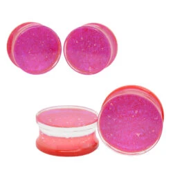 Fused Dichroic Glass Plugs - Magenta