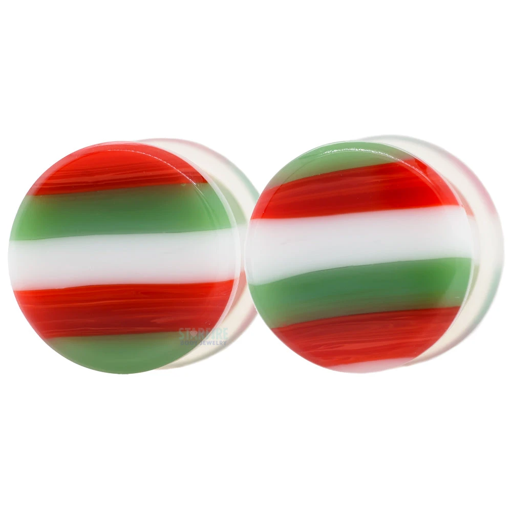 Glass Linear Plugs - CHRISTMAS: Green, Red & White 5 Glass Linear Plugs - CHRISTMAS: Green, Red & White - Image 3