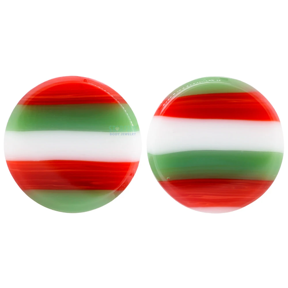 Glass Linear Plugs - CHRISTMAS: Green, Red & White 6 Glass Linear Plugs - CHRISTMAS: Green, Red & White - Image 4