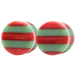 Glass Linear Plugs - CHRISTMAS: Red & Green -Starfire – Body Jewelry 40199 GorillaGlassLinearPlugsChristmasHolidayRedandGreenAsstsingle21