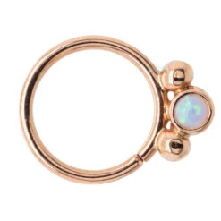 "Oberon" Seam Ring In Gold With Baby Blue Opal