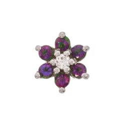 Flower #2 Nostril Screw In Gold With Mystic Topaz & A White CZ -Starfire – Body Jewelry 40212 BVLABodyVisionFlower 2NostrilScrewinGoldwithMysticTopaz WhiteCZSingleWhiteGold2