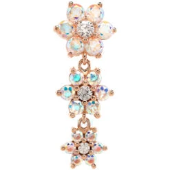 Graduating Flower #2 Reverse Dangle Navel Curve In Gold With Mercury Mist Topaz & White CZ's -Starfire – Body Jewelry 40212 BodyVision BVLAGraduatingFlower 2ReverseDangleNavelCurveinGoldwithMercuryMistTopaz WhiteCZ sSingleRoseGold11mm2