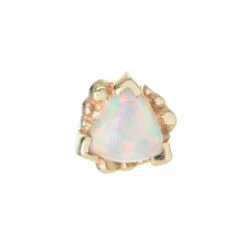 Beaded Trillion Nostril Screw In Gold With Opal -Starfire – Body Jewelry 40214 BVLABodyVisionBeadedTrillionNostrilScrewinGoldwithOpalSingleWhiteOpalYellowGold2 bf14c768 02c9 45ac b414 5e6893f9ce90