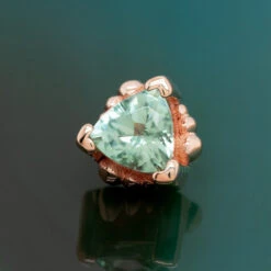 Beaded Trillion Threaded End In Gold With Seafoam Tourmaline -Starfire – Body Jewelry 40214 BVLABodyVisionBeadedTrillionThreadedEndinGoldwithSeafoamTourmalinezfunkyRoseYellowGold