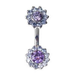 Prong-Set Faceted Gem Odyssey Flower Navel Curve - Custom Color Combos