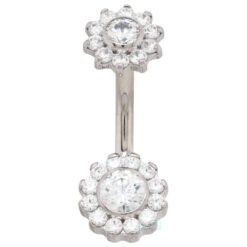 Prong-Set Faceted Gem Odyssey Flower Navel Curve