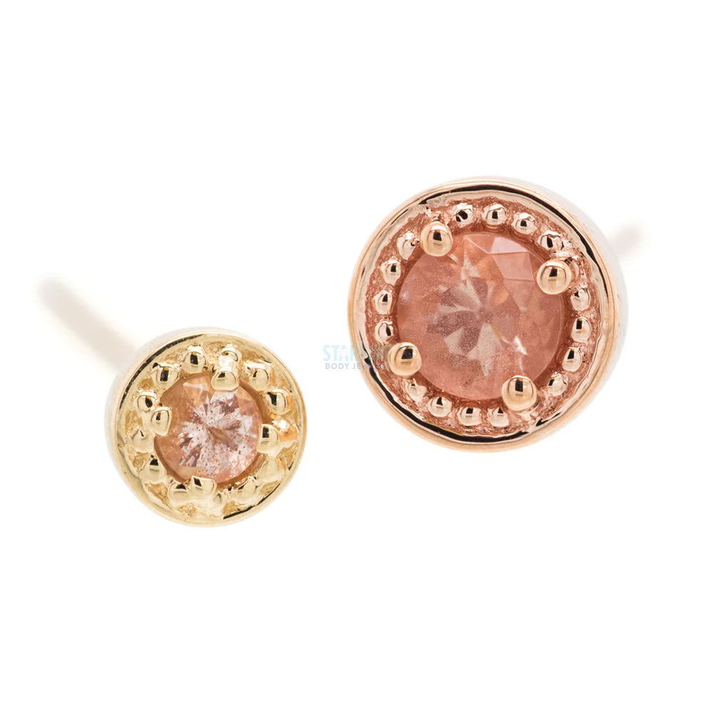 Milgrain Prong Nostril Screw In Gold With Oregon Sunstone 3 Milgrain Prong Nostril Screw In Gold With Oregon Sunstone