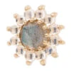 "The Rose" Threaded End In Gold With Rose Cut Labradorite Center & Rainbow Moonstone Cabochon Petals -Starfire – Body Jewelry 40225 BodyVision BVLATheRoseThreadedEndinGoldwithRoseCutLabradoriteCabochoncenter RainbowMoonstonepetalsSingleYellowGold8mm1