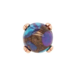 Copper Purple Turquoise Cabochon Prong Set Threaded End In Gold -Starfire – Body Jewelry 40227 BVLABodyVisionCopperPurpleTurquoiseCabochonProngSetThreadedEndinGoldSingle4mmRoseGold2