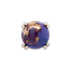 Copper Purple Turquoise Cabochon Prong Set Threaded End In Gold -Starfire – Body Jewelry 40227 BVLABodyVisionCopperPurpleTurquoiseCabochonProngSetThreadedEndinGoldSingle4mmWhiteGold2