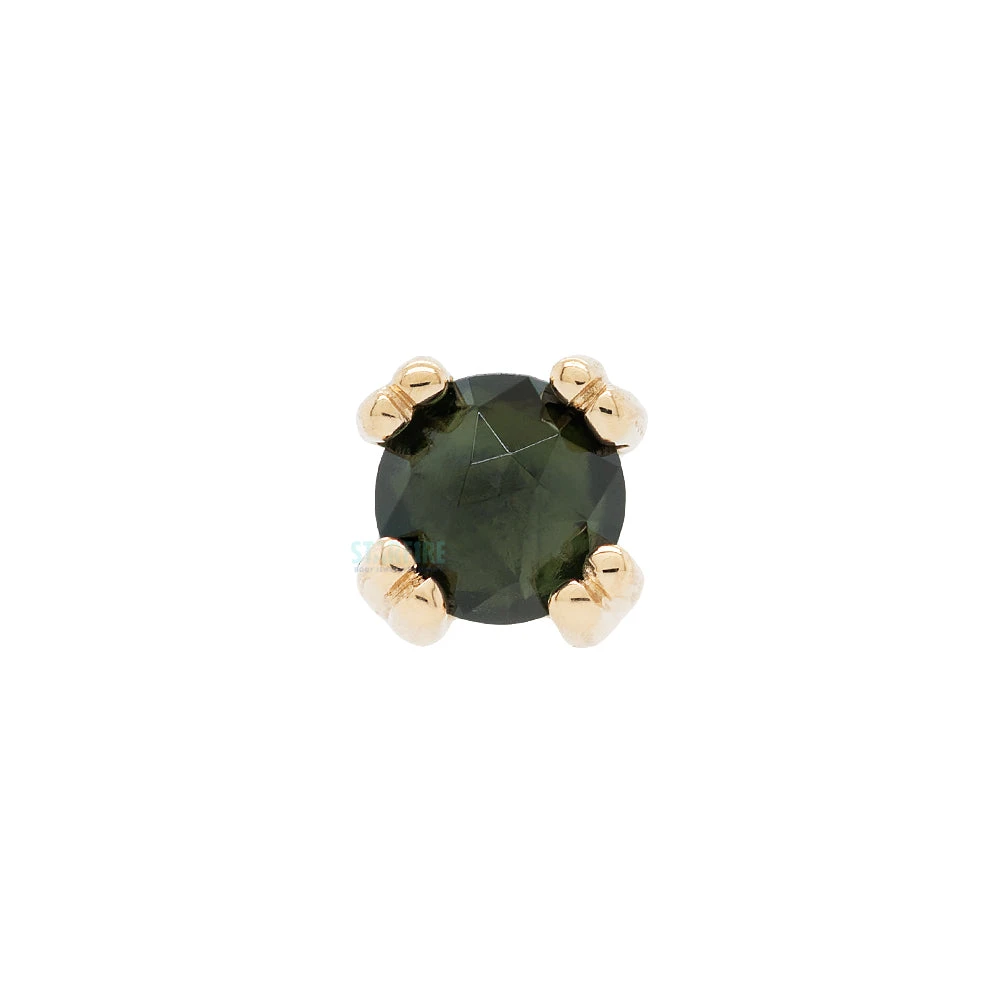 Rose Cut Green Tourmaline Prong Set Nostril Screw In Gold 5 Rose Cut Green Tourmaline Prong Set Nostril Screw In Gold - Image 3