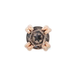 Rose Cut Grey Sapphire Prong Set Threaded End In Gold -Starfire – Body Jewelry 40227 BodyVision BVLARoseCutGreySapphireProngSetThreadedEndinGoldSingle3mmRoseGold2