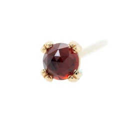Rose Cut Garnet Prong Set Nostril Screw In Gold