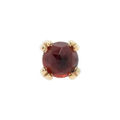 Rose Cut Garnet Prong Set Nostril Screw In Gold -Starfire – Body Jewelry 40227BVLABodyVision RoseCutGarnetcabprongsetNS3mmYG2
