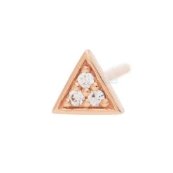 Micro Pave Triangle Nostril Screw In Gold With White CZ's -Starfire – Body Jewelry 40229 BVLABodyVisionMicroPaveTriangleNostrilScrewSingleRoseGold1