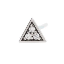 Micro Pave Triangle Nostril Screw In Gold With White CZ's -Starfire – Body Jewelry 40229 BVLABodyVisionMicroPaveTriangleNostrilScrewinGoldwithWhiteCZ sSingleWhiteGold1
