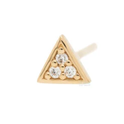 Micro Pave Triangle Nostril Screw In Gold With White CZ's -Starfire – Body Jewelry 40229 BVLABodyVisionMicroPaveTriangleNostrilScrewinGoldwithWhiteCZ sSingleYellowGold1