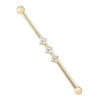 "Jenna" Industrial Barbell In Gold With 2mm Princess-Cut White CZ's -Starfire – Body Jewelry 40236 BVLABodyVisionJennaIndustrialBarbellwithall2mmcz14ga11.41
