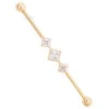 "Jenna" Industrial Barbell In Gold With In-Line Princess-Cut White CZ's -Starfire – Body Jewelry 40236 BodyVisionBVLAJennaIndustrialBarbellinGoldwithIn LinePrincess cutWhiteCZSingle14gaYellowGold11.21
