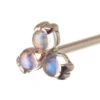 Tri Prong Cabochon Cluster Nostril Screw In Gold With Rainbow Moonstone -Starfire – Body Jewelry 40245 BodyVisionBVLATriProngCabochonClustersNostrilScrewinGoldwithMoonstoneSingleRoseGold3.5