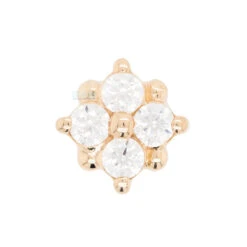 "Reema" Threaded End In Gold With White CZ's -Starfire – Body Jewelry 40261 BVLABodyVisionReemaThreadedEndinGoldwithWhiteCZ sSingle5.5mmYellowGold2