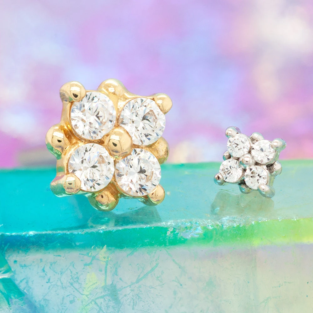 Threadless: "Reema" Pin In Gold With White CZ's 4 Threadless: "Reema" Pin In Gold With White CZ's - Image 2