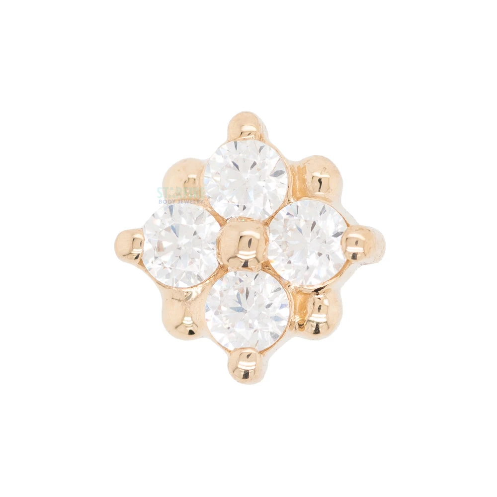 Threadless: "Reema" Pin In Gold With White CZ's 3 Threadless: "Reema" Pin In Gold With White CZ's