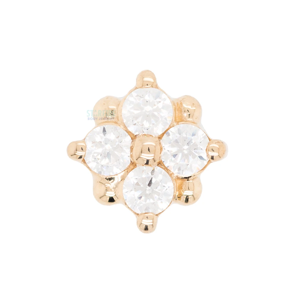 Threadless: "Reema" Pin In Gold With White CZ's 5 Threadless: "Reema" Pin In Gold With White CZ's - Image 3