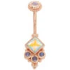"Sarai Princess" Navel Curve In Gold With Rainbow Moonstone & Mercury Mist Topaz