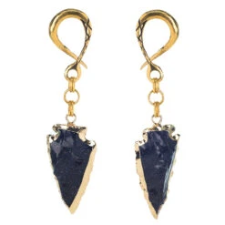 Crossovers With Gold Plated Blue Goldstone Arrowhead Weights -Starfire – Body Jewelry 40273 20OracleBodyJewelryCrossoversGoldPlatedBlueGoldstoneArrowheads2