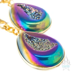 Crossovers With Titanium Coated Druzy Teardrops -Starfire – Body Jewelry 40273 2 Oracle Body Jewelry Crossovers Titanium Coated Druzy Teardrops 3
