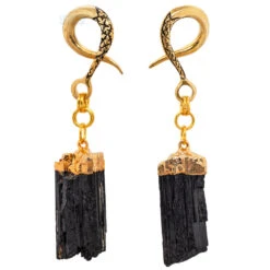 Crossovers With Gold Capped Rough Tourmaline Weights