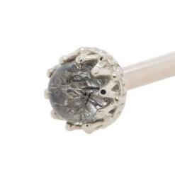 "King" Crown Industrial Barbell In Gold With Genuine Gemstones - Black Tourmalinated Quartz 11 "King" Crown Industrial Barbell In Gold With Genuine Gemstones - Black Tourmalinated Quartz -Starfire – Body Jewelry 40276 AnatometalKingCrownIndustrialBarbellinGoldwithGenuineGemstones BlackTourmalinatedQuartzSingle11.4WhiteGold2