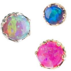 3.5mm "Queen" Crown Threaded End Gold With Opal Cabochon