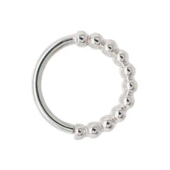 "Oaktier" Seam Ring In Gold -Starfire – Body Jewelry 40281 BVLABodyVisionOaktierSeamRinginGoldSingleWhiteGoldLeftNostril1