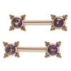 "Mini Kandy" Forward Facing Nipple Barbells In Gold With Copper Purple Turquoise -Starfire – Body Jewelry 40285BodyVisionBVLAForwardFacingMiniKandyNippleBarbellsinGoldwithCopperPurpleTurquoiseVENDORPHOTO