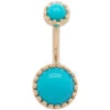 Crown Prong Navel Curve In Gold With Turquoise