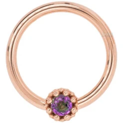 Crown Captive Bead Ring (CBR) In Gold With Mystic Topaz -Starfire – Body Jewelry 40287 BodyVision BVLACrownCaptiveBeadRing CBR inGoldwithMysticTopazSingleRoseGold1.22
