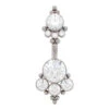 4HN 'Haute Couture' Faceted Gem Navel Curve -Starfire – Body Jewelry 40304 Leroi4HN HauteCouture FacetedGemNavelCurveSingleCZ White1