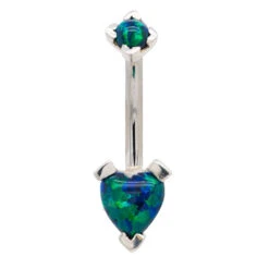 'Tres Jolie' Heart Opal Navel Curve -Starfire – Body Jewelry 40308 LeroiTresJolieHeartOpalNavelCurveSingleOP191