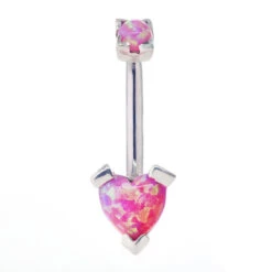 'Tres Jolie' Heart Opal Navel Curve -Starfire – Body Jewelry 40308 LeroiTresJolieHeartOpalNavelCurveSinglePink1