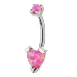 'Tres Jolie' Heart Opal Navel Curve -Starfire – Body Jewelry 40308 LeroiTresJolieHeartOpalNavelCurveSinglePink2