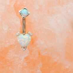 'Tres Jolie' Heart Opal Navel Curve