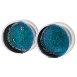Foil Glass Plugs - Green On Black